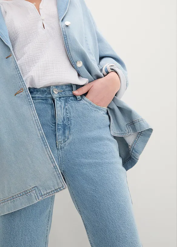 Jeans cropped straight, a vita media, bonprix