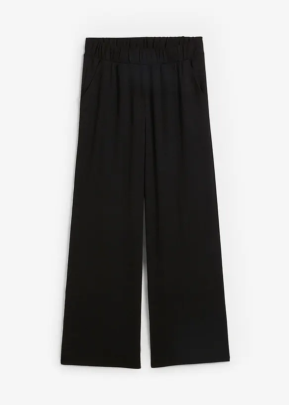 Pantaloni a palazzo in jersey operato, vita alta, bonprix