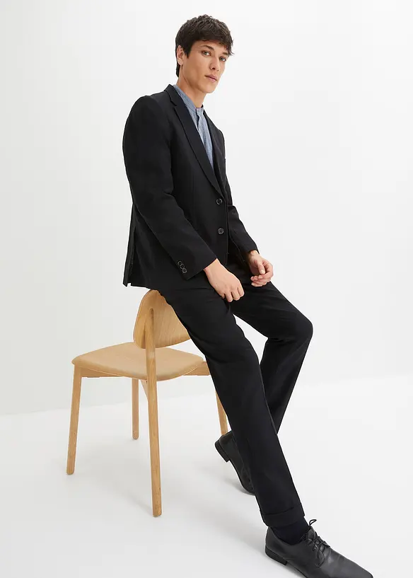 Completo in misto lino (2 pezzi) giacca e pantaloni, slim fit, bonprix