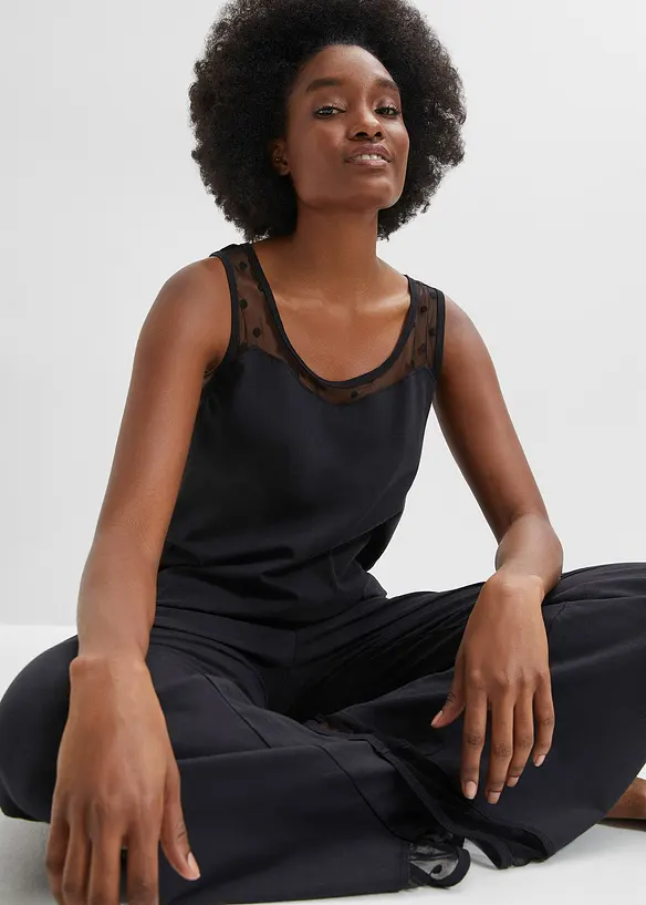 Pigiama con inserto in pizzo, bonprix