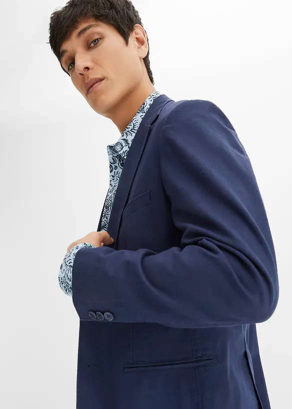 Completo in misto lino (2 pezzi) giacca e pantaloni, slim fit, bonprix