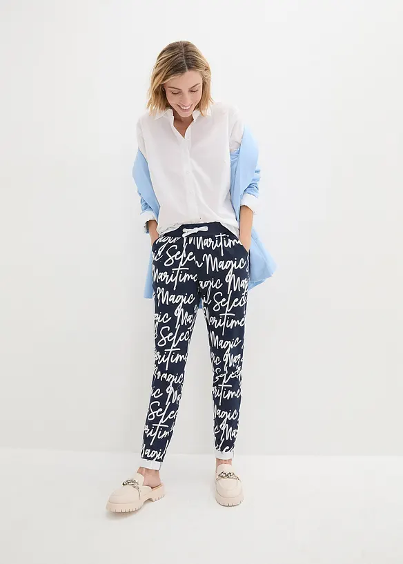 Pantaloni stampati con elastico in vita, bonprix