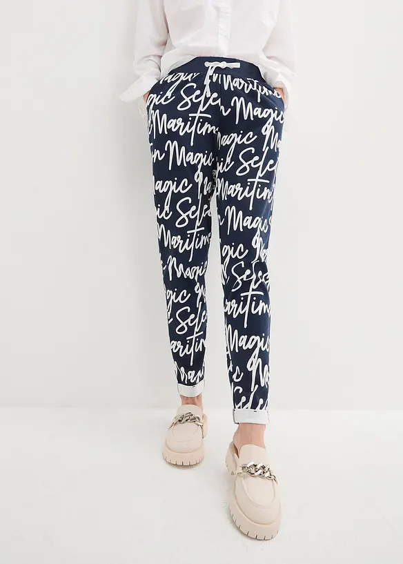 Pantaloni stampati con elastico in vita, bonprix