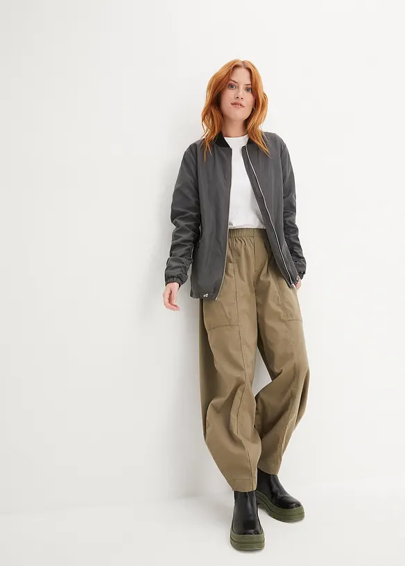 Pantaloni a palloncino in misto cotone elasticizzato, bonprix