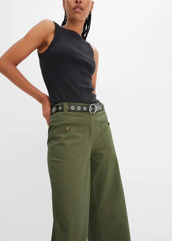 Jeans wide leg con cinta comoda, vita alta, bonprix