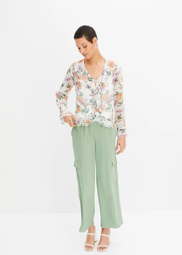 Blusa fantasia con volant, bonprix