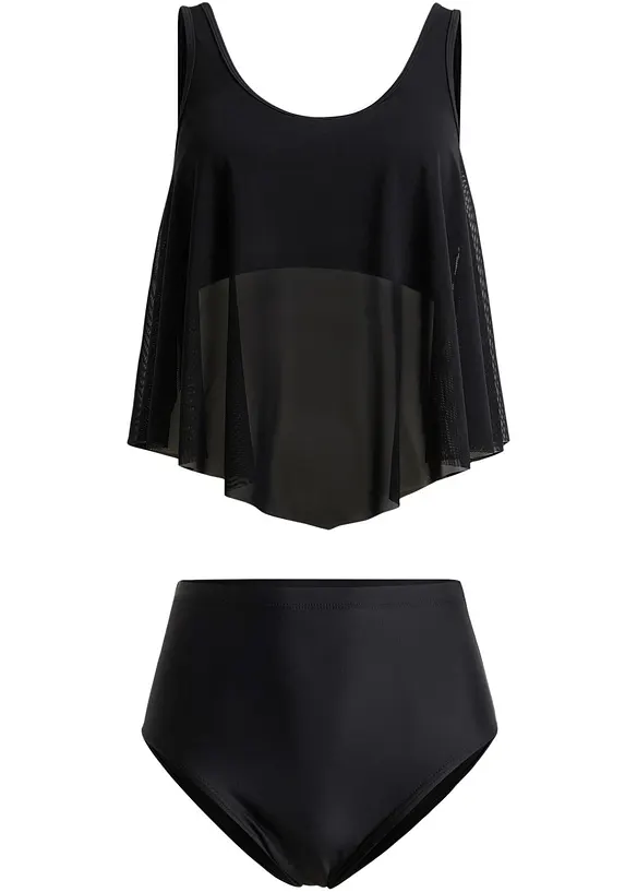 Tankini con mesh trasparente (set 2 pezzi), bonprix