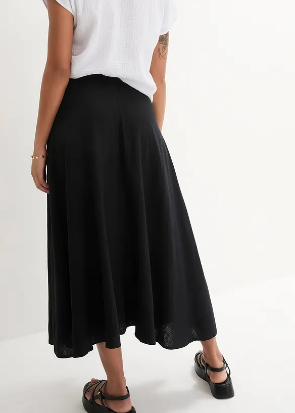 Gonna midi in misto lino, bonprix