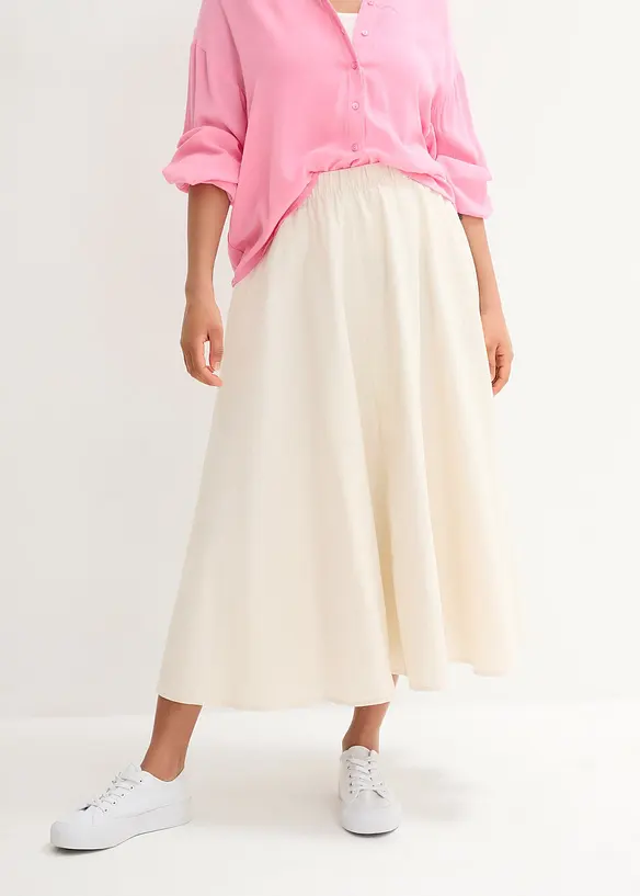 Gonna midi in misto lino, bonprix