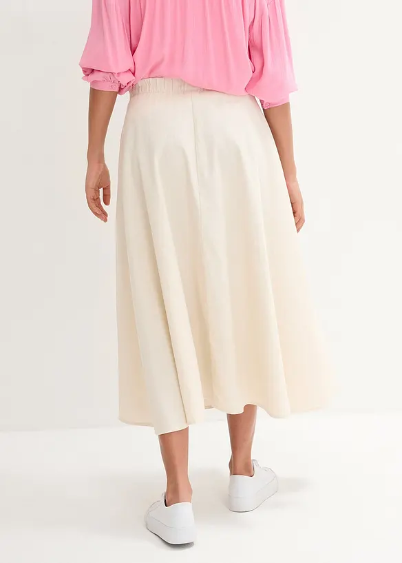 Gonna midi in misto lino, bonprix
