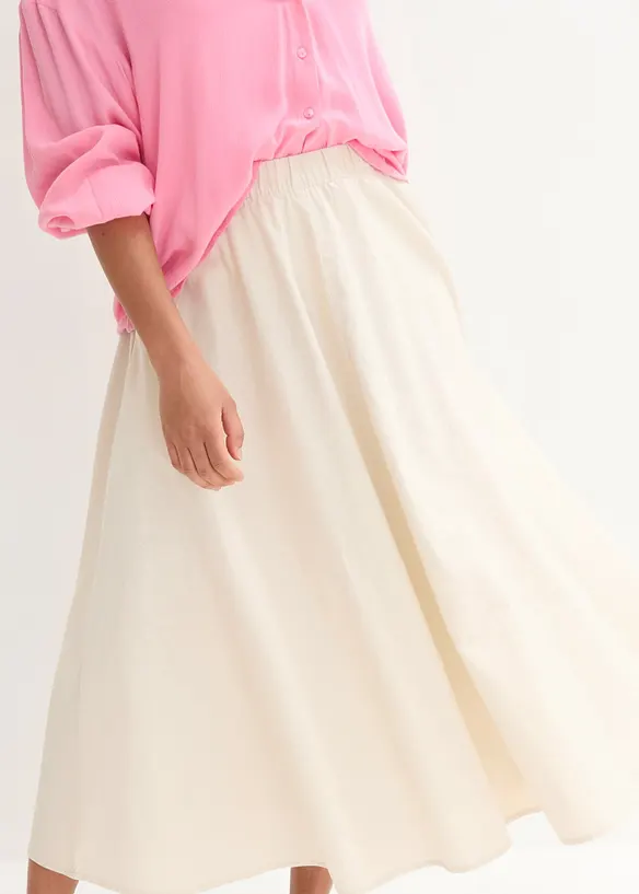 Gonna midi in misto lino, bonprix