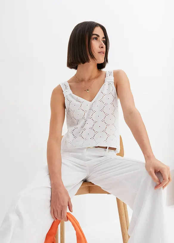Top con ricami traforati, bonprix