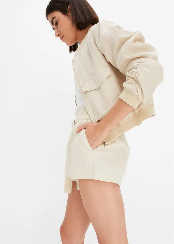 Shorts in misto lino a vita alta, BODYFLIRT