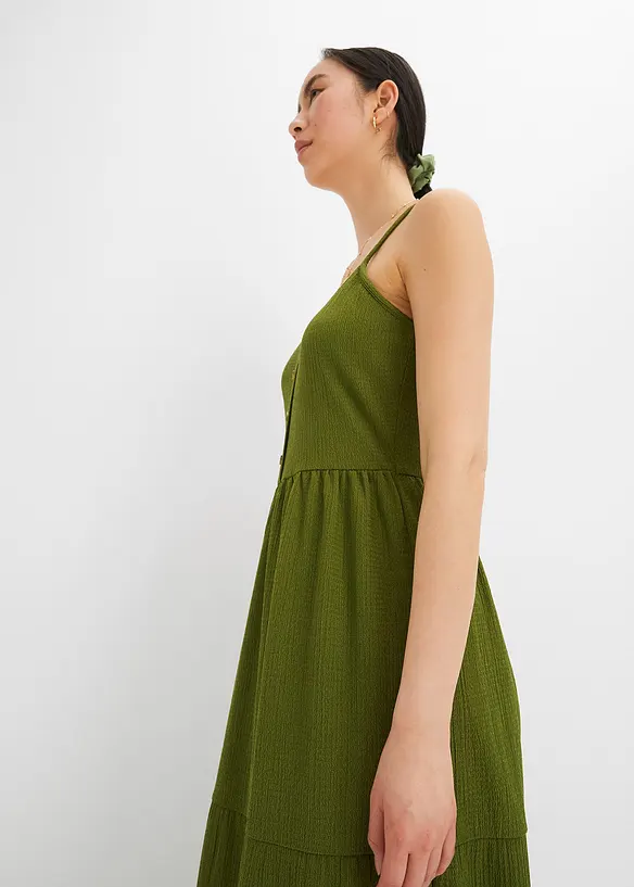 Abito di jersey con volant e abbottonatura decorativa, bonprix