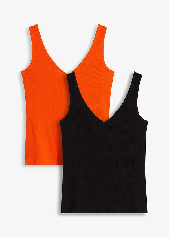 Top a costine in puro cotone biologico (pacco da 2), bonprix