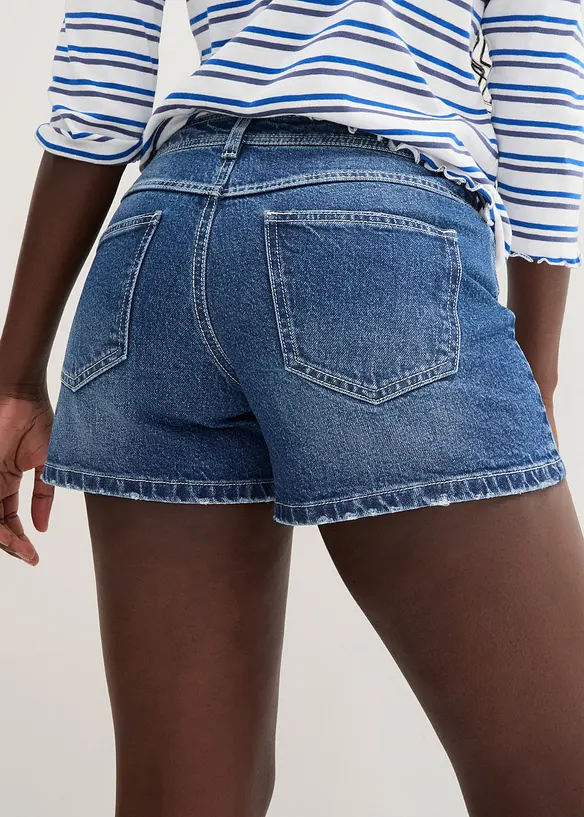 Shorts di jeans elasticizzati, a vita media, bonprix
