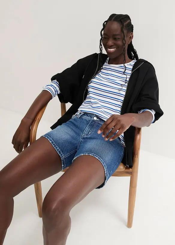 Shorts di jeans elasticizzati, a vita media, bonprix