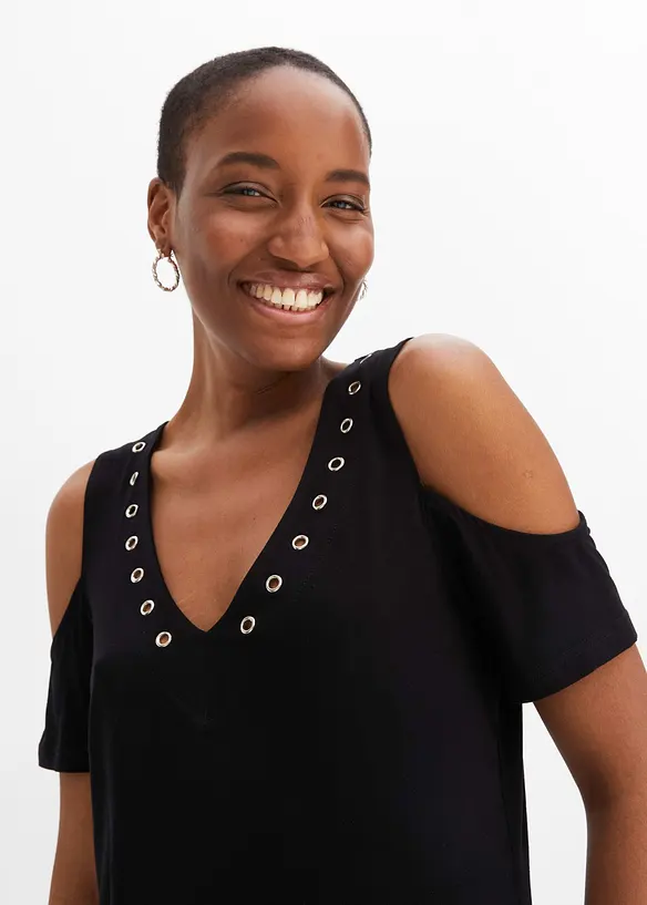 Maglia con cut-out e occhielli, bonprix