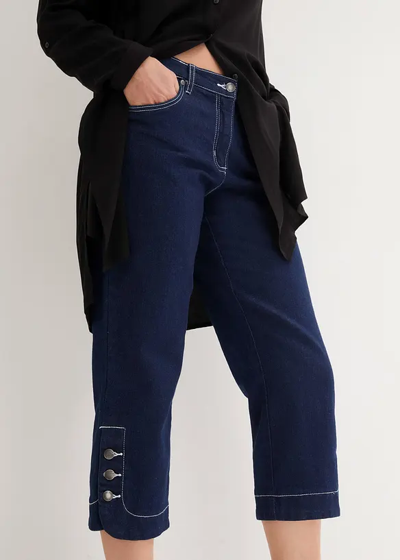 Jeans capri, a vita media, bonprix