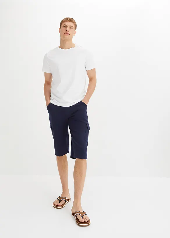 Bermuda lunghi cargo in felpa di puro cotone, regular fit, bonprix