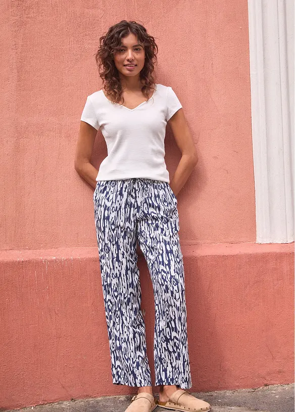 Pantaloni con elastico in vita in viscosa fluente, bonprix