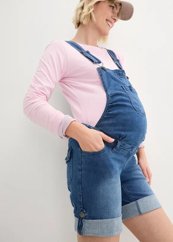 Salopette corta prémaman di jeans 2 in 1, bonprix