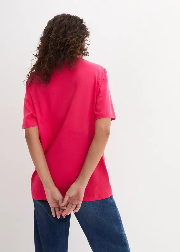 Maglia lunga e larga con scollo a V e maniche corte (pacco da 5), bonprix