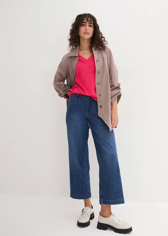 Maglia lunga e larga con scollo a V e maniche corte (pacco da 5), bonprix