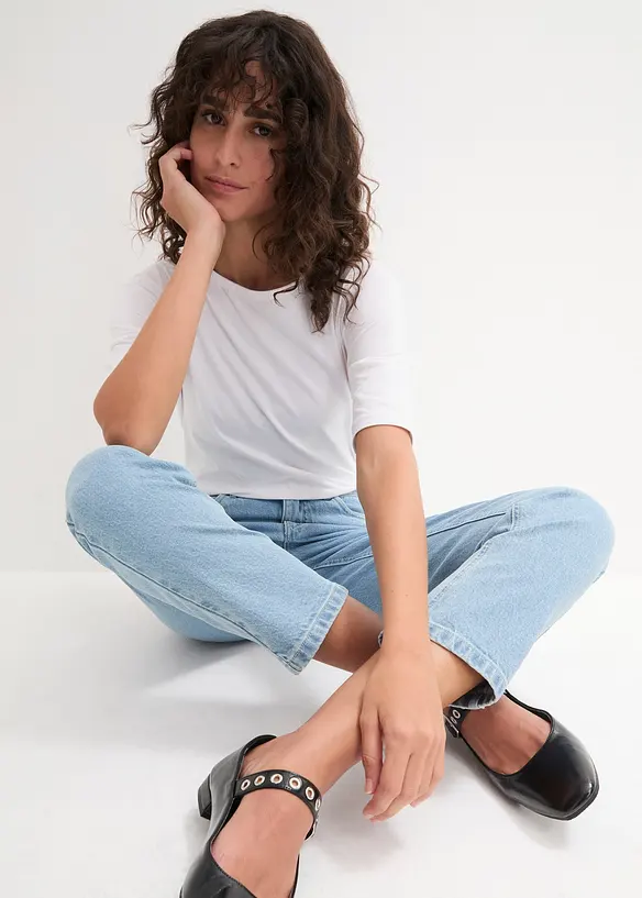 Maglia a mezze maniche con scollo a barca con cotone biologico, bonprix