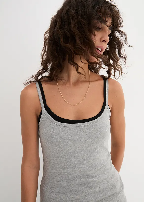 Top con spalline sottili in puro cotone (pacco da 3), bonprix