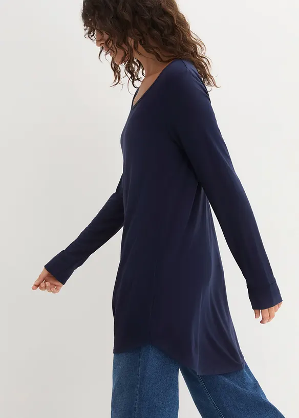 Maglia lunga a maniche  lunghe con viscosa, bonprix