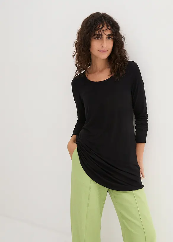 Maglia lunga a maniche  lunghe con viscosa, bonprix
