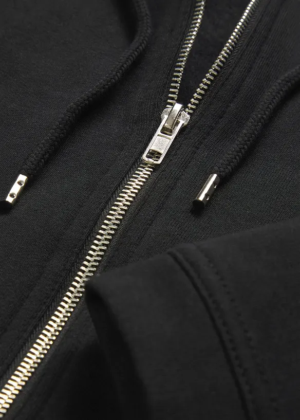 Felpa lunga con cerniera e tasche zippate, bonprix