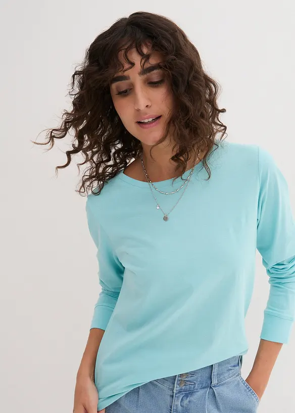 Maglia lunga con scollo rotondo e maniche lunghe  (pacco da 5), bonprix