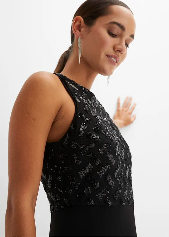 Abito lungo con ricamo e paillettes, bonprix