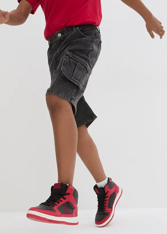 Bermuda cargo in jeans con vita regolabile, loose fit, bonprix