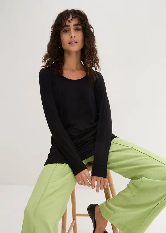 Maglia lunga a maniche  lunghe con viscosa, bonprix