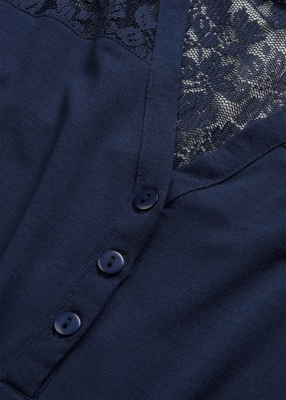 Maglia serafino in misto viscosa, bonprix