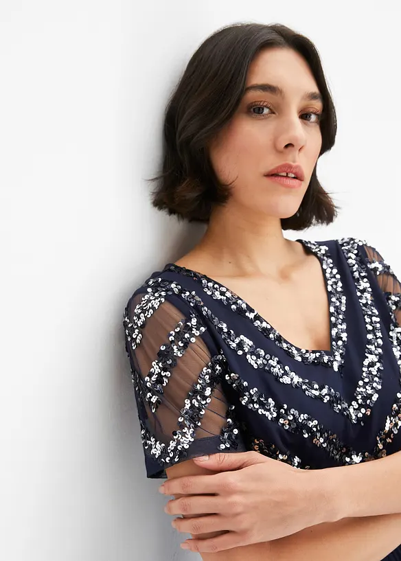 Abito lungo con ricami e paillettes, bonprix