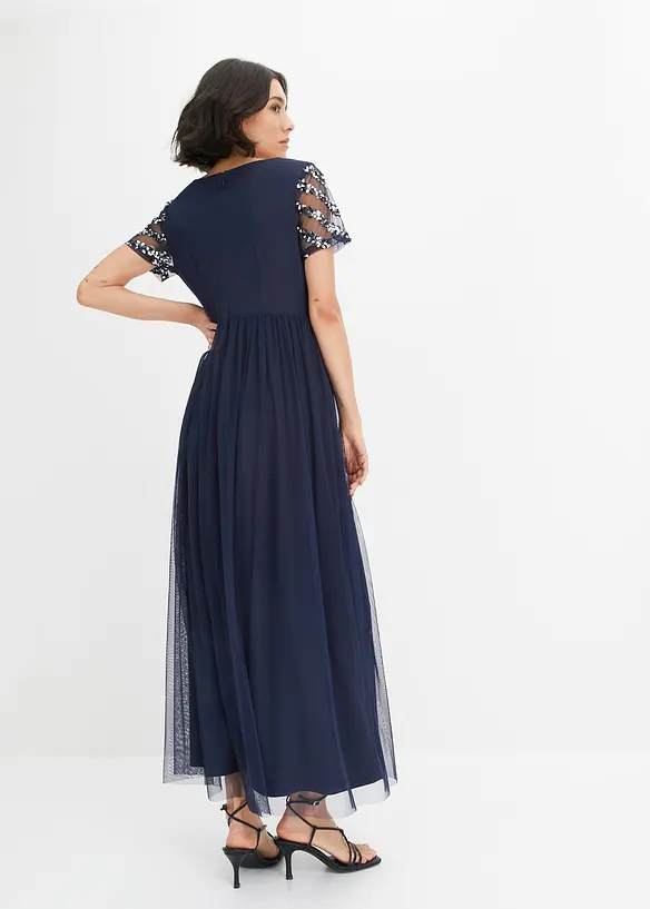 Abito lungo con ricami e paillettes, bonprix