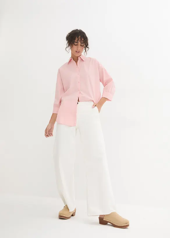Camicetta oversize in cotone con maniche a 3/4, bonprix