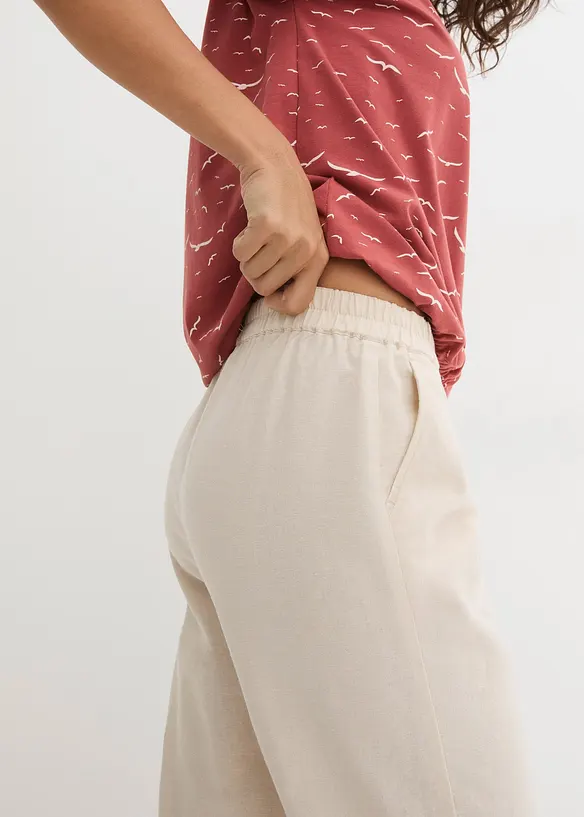 Pantaloni in misto lino e cotone, carrot fit, bonprix