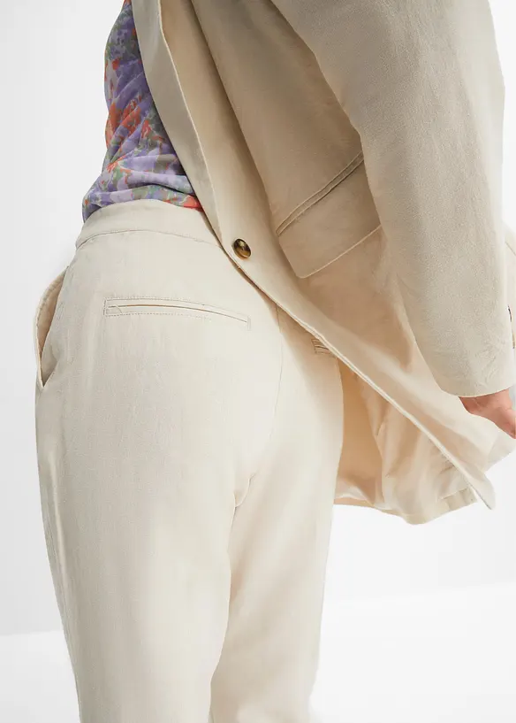 Pantaloni in misto lino e viscosa,  vita alta, bonprix