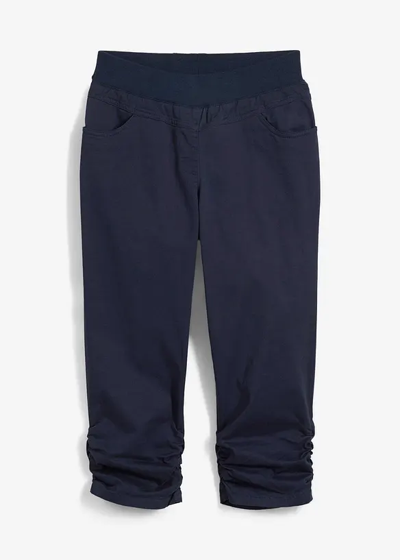 Pantaloni capri di misto cotone con cinta comoda, bonprix