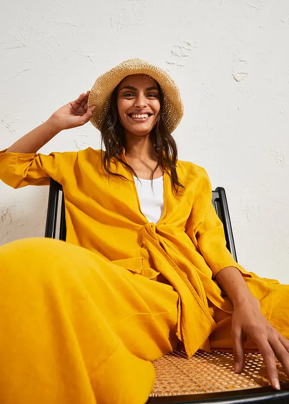 Camicetta con maniche a kimono in misto lino, bonprix