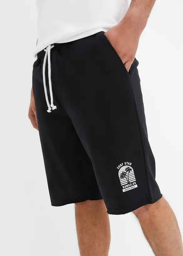 Bermuda in felpa con orlo aperto in cotone biologico, loose fit, bonprix