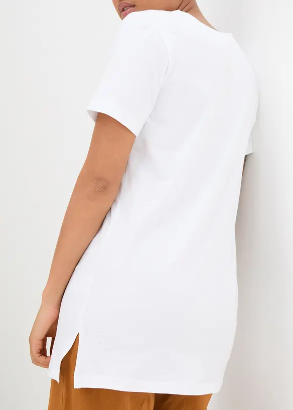 T-shirt lunga con scollo a V (pacco da 2), bonprix