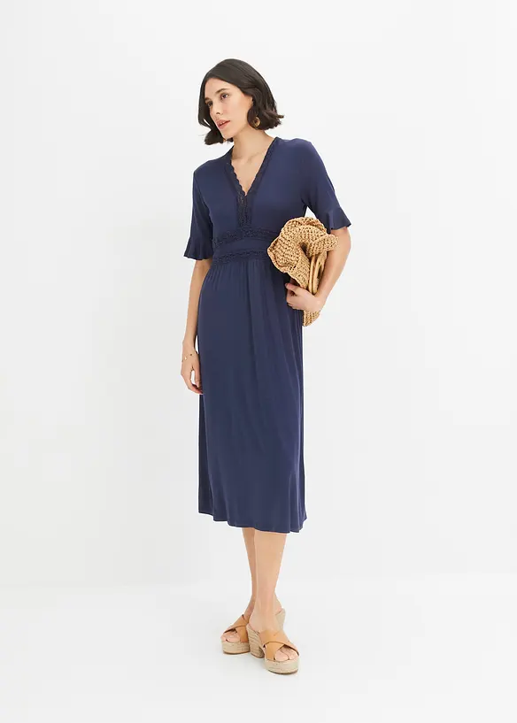 Abito midi con pizzo, bonprix