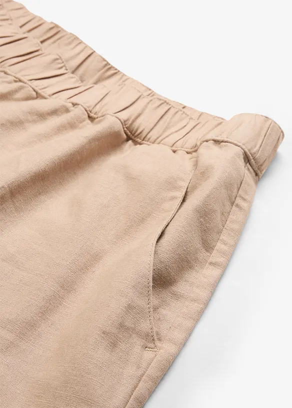 Pantaloni cropped in misto lino leggero, bonprix