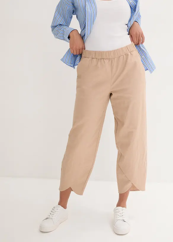 Pantaloni cropped in misto lino leggero, bonprix